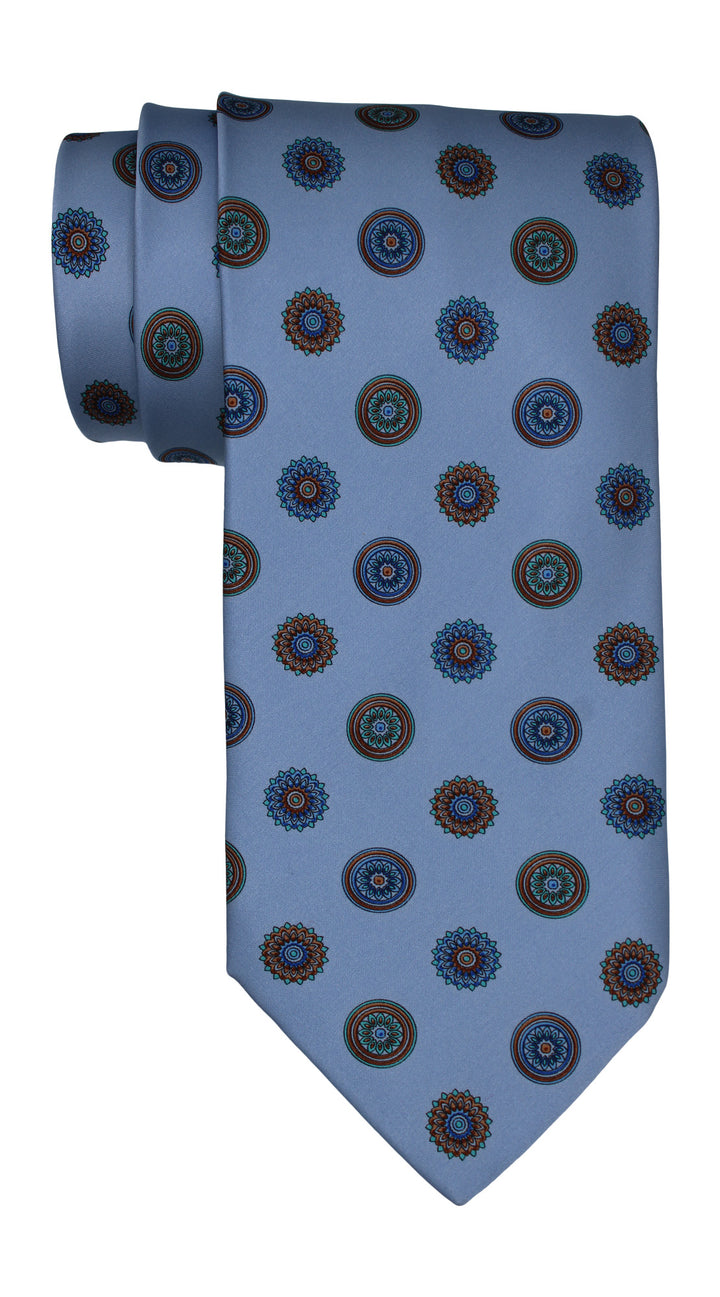 Italo Ferretti Satin Blue Medallion Tie