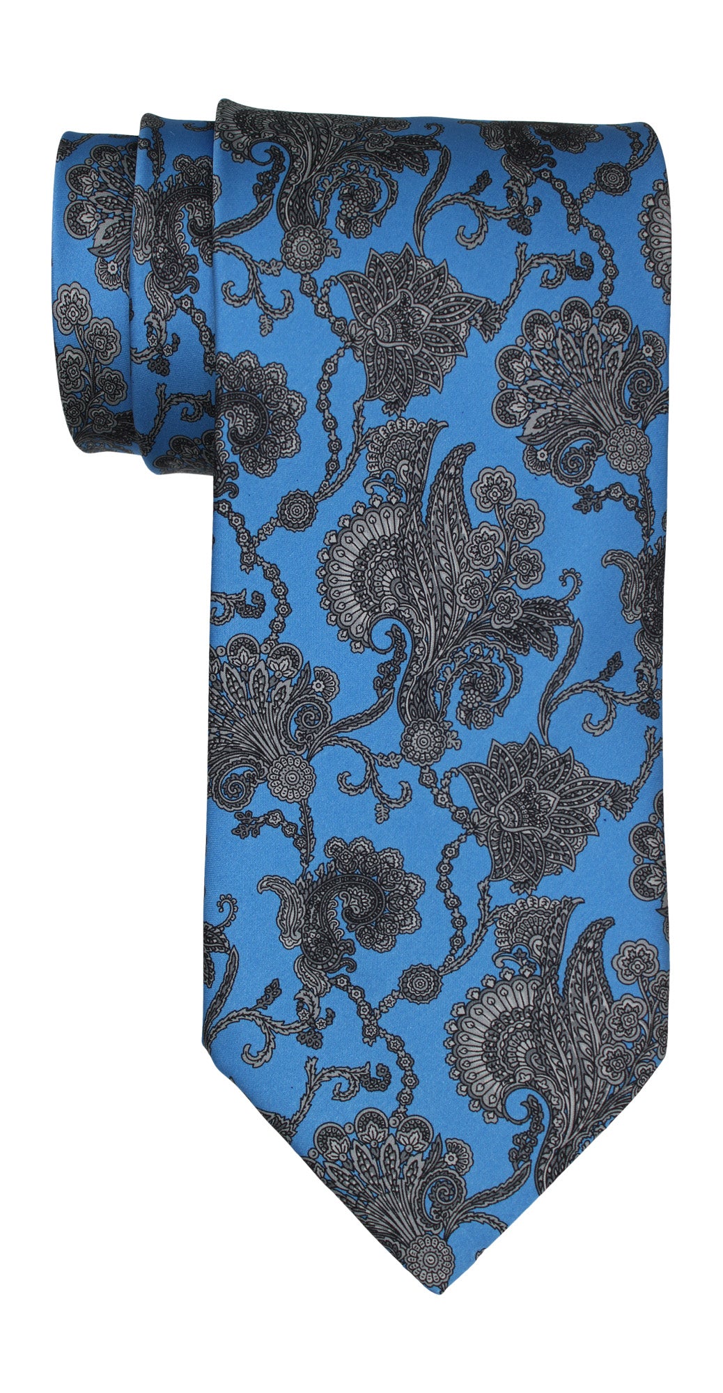 Italo Ferretti Satin Blue Gray Paisley Tie