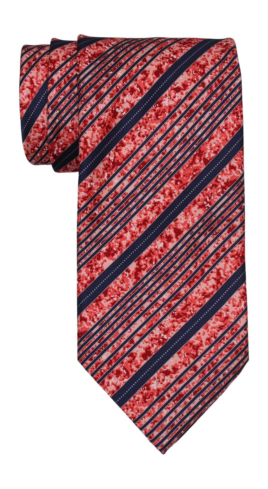 Italo Ferretti Satin Red Navy Striped Tie