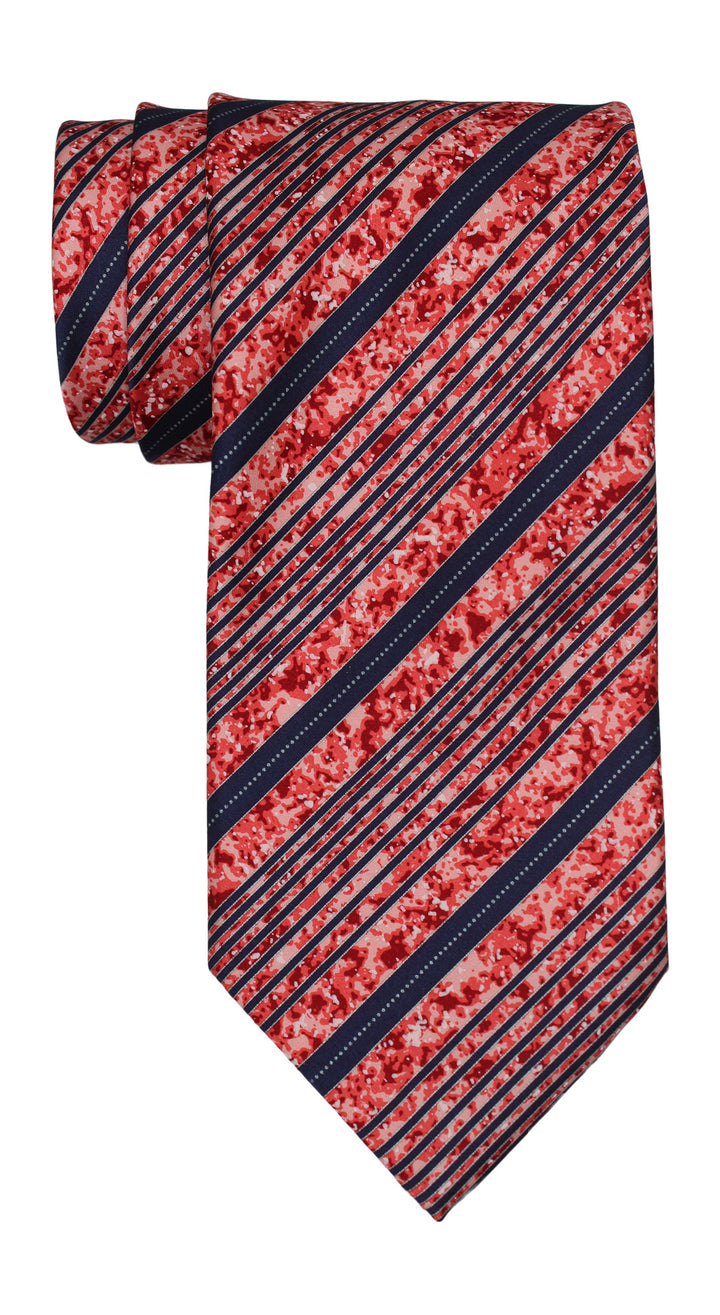 Italo Ferretti Satin Red Navy Striped Tie