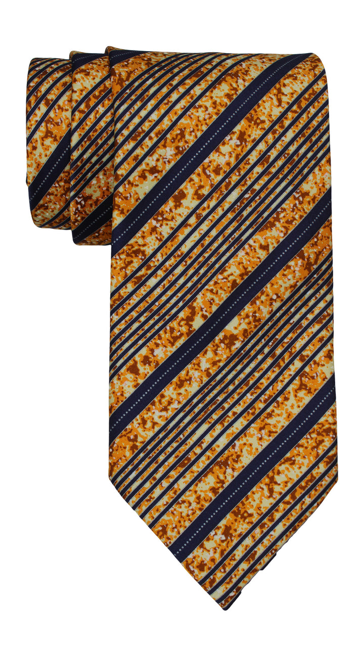 Italo Ferretti Satin Orange navy Striped Tie