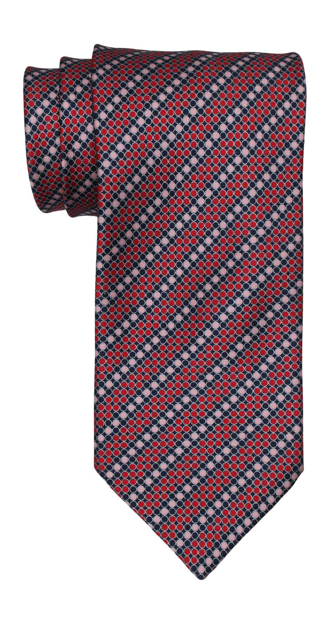 Italo Ferretti Satin Burgundy Dots Striped Tie