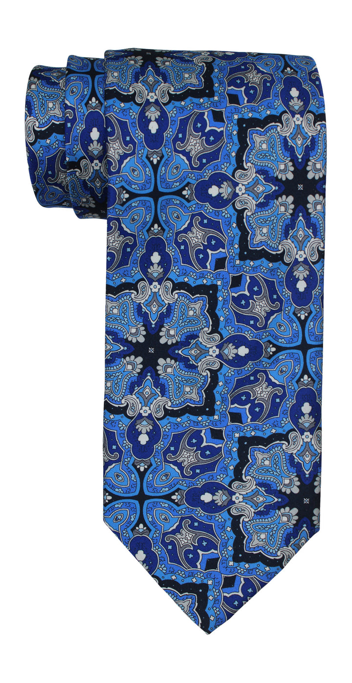 Italo Ferretti Satin Blue Tapestry Paisley Tie
