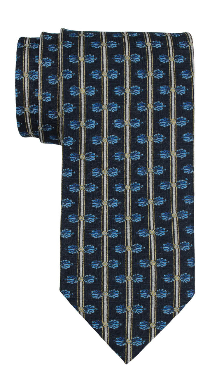 Italo Ferretti Navy Geometric Tie