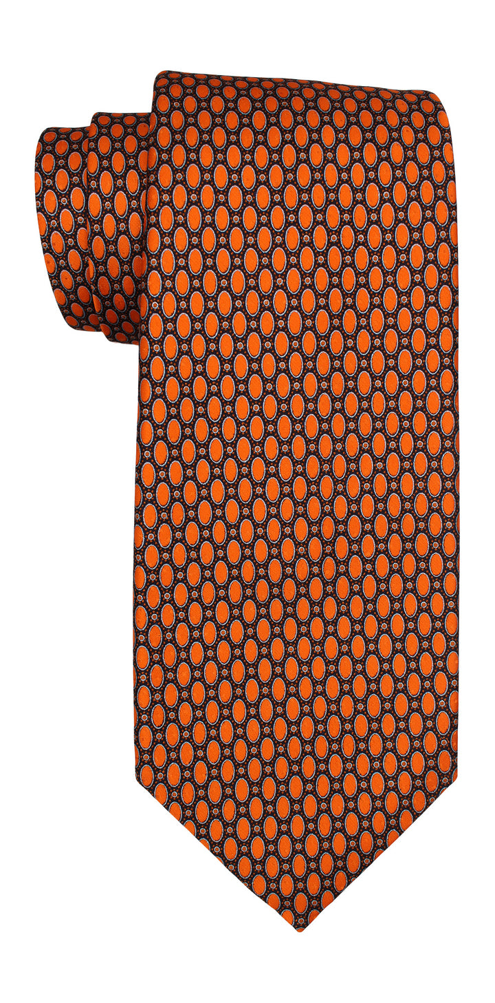 Italo Ferretti Seven Fold Orange Geometric Tie