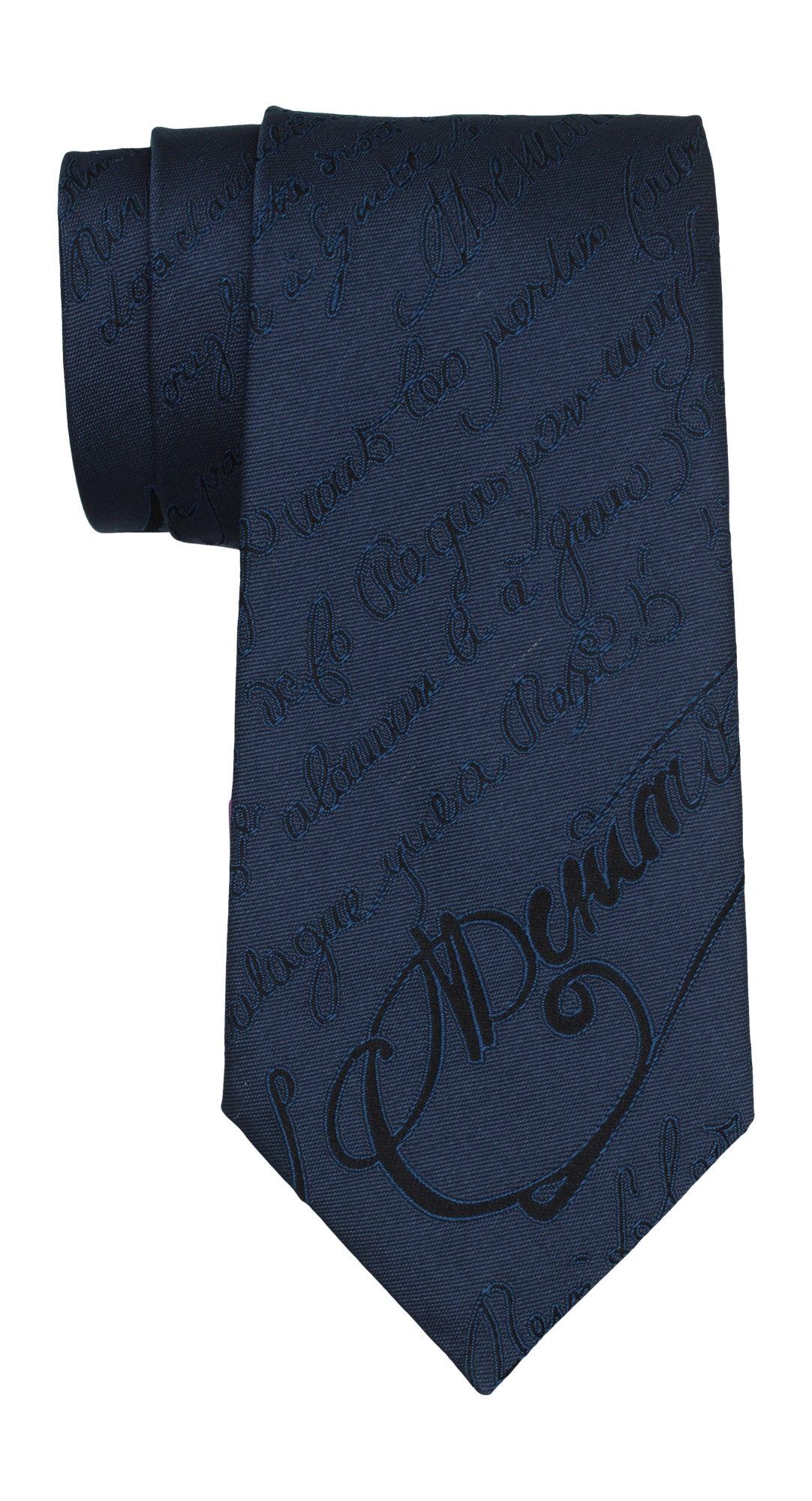 Berluti Scritto Navy Calligraphy Slim TIe