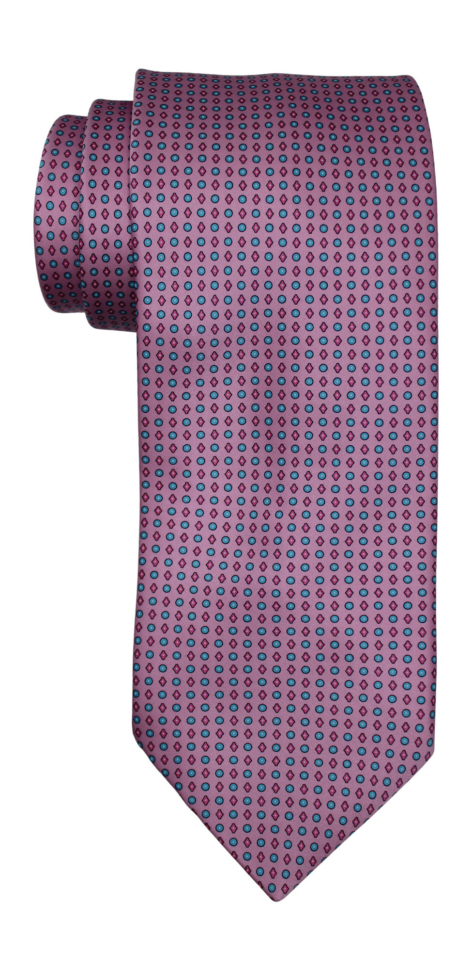 Italo Ferretti Satin Pink Geometric Tie and Pocket Square Set