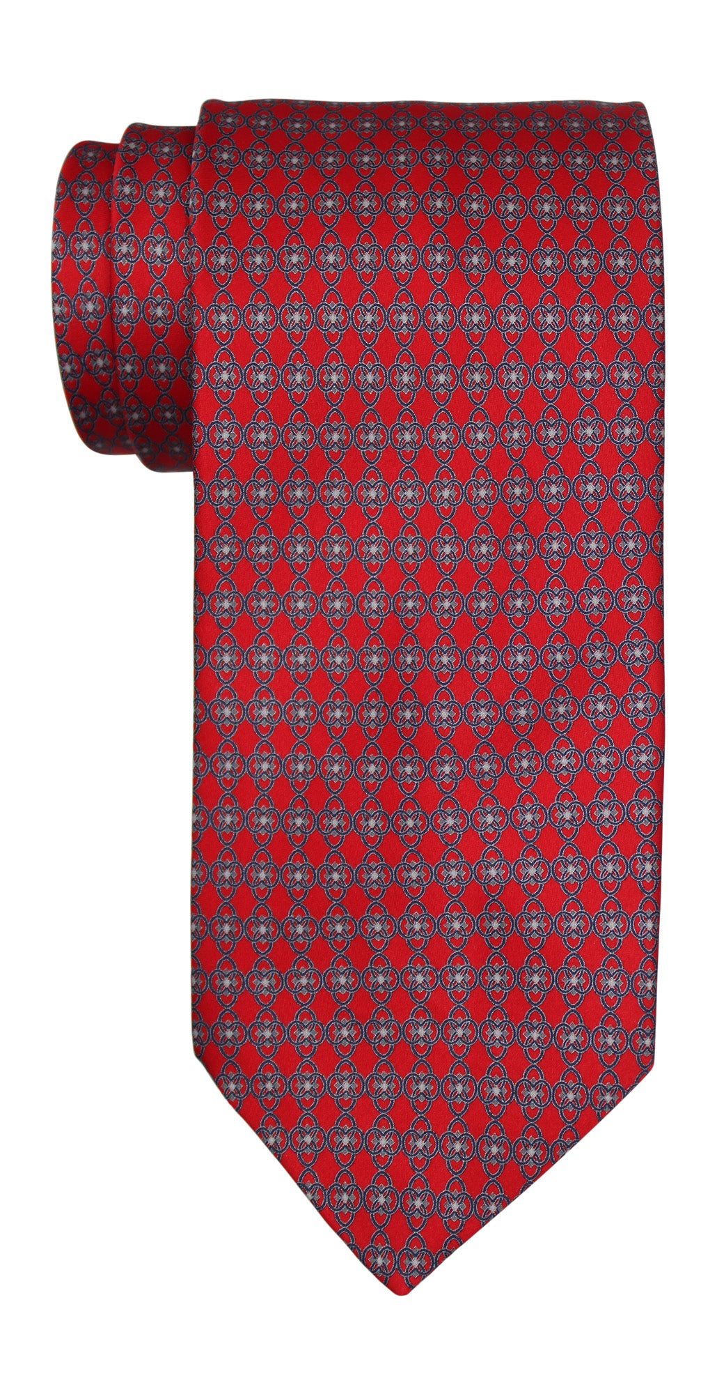 Italo Ferretti Satin Blue Geometric Tie and Pocket Square Set