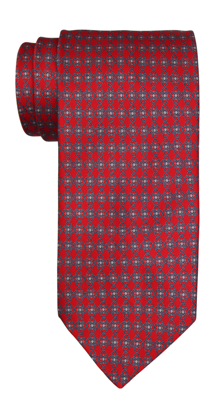 Italo Ferretti Satin Blue Geometric Tie and Pocket Square Set