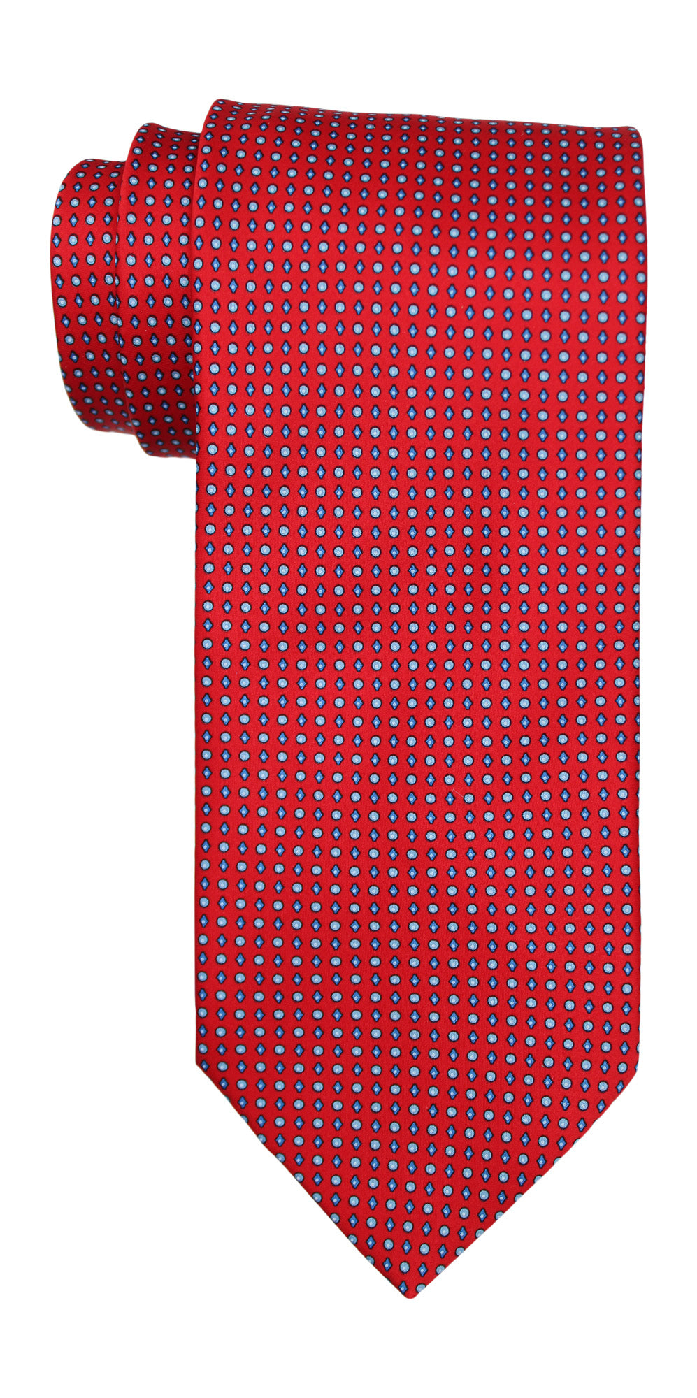 Italo Ferretti Satin Red Geometric Tie and Pocket Square Set