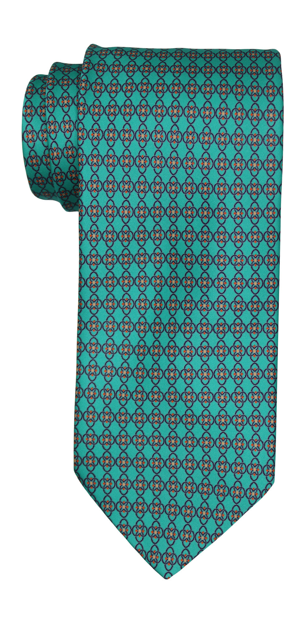 Italo Ferretti Satin Aqua Geometric Tie and Pocket Square Set
