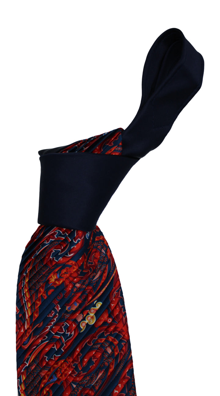 Italo Ferrett Satin Multicolored Two Toned Paisley Pleated Tie
