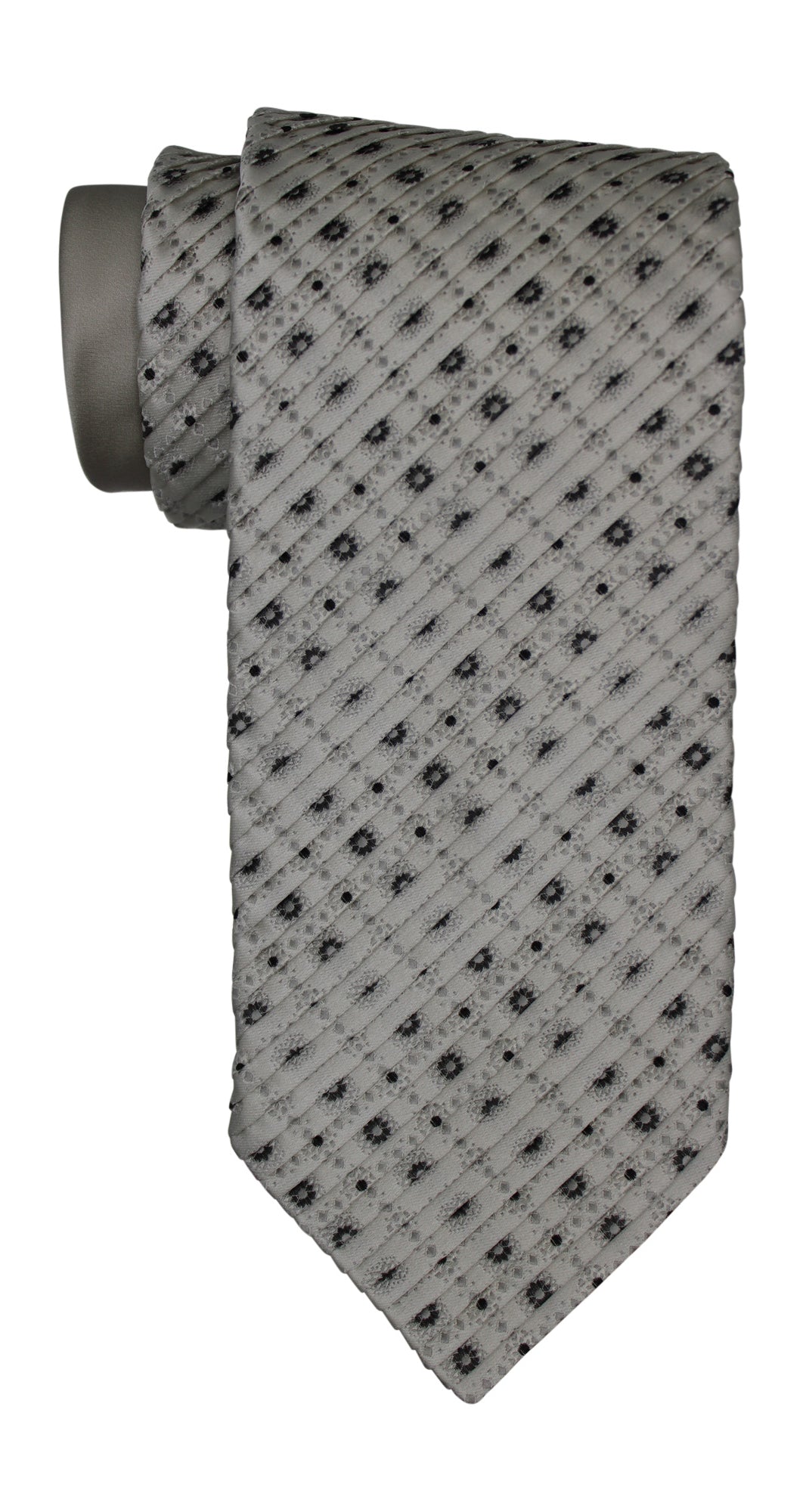 Italo Ferrett White Two Toned Flower Pleated Tie