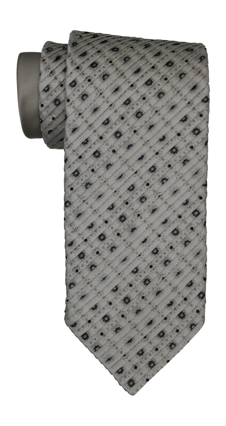 Italo Ferrett White Two Toned Flower Pleated Tie