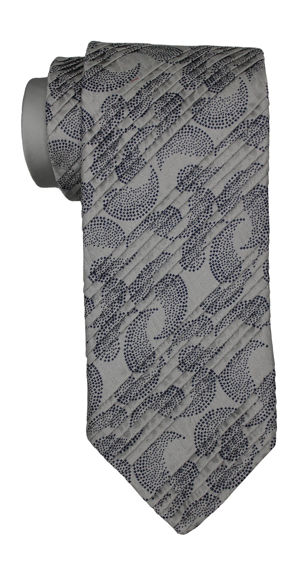 Italo Ferrett Gray Paisley Pleated Tie