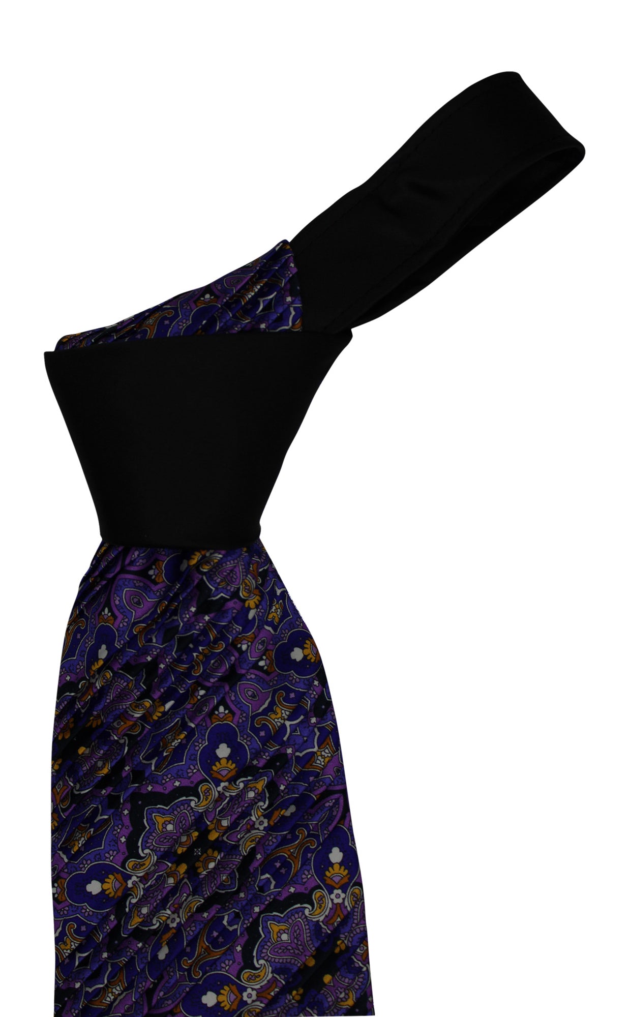 Italo Ferrett Satin Multicolored Paisley Two Toned Pleated Tie
