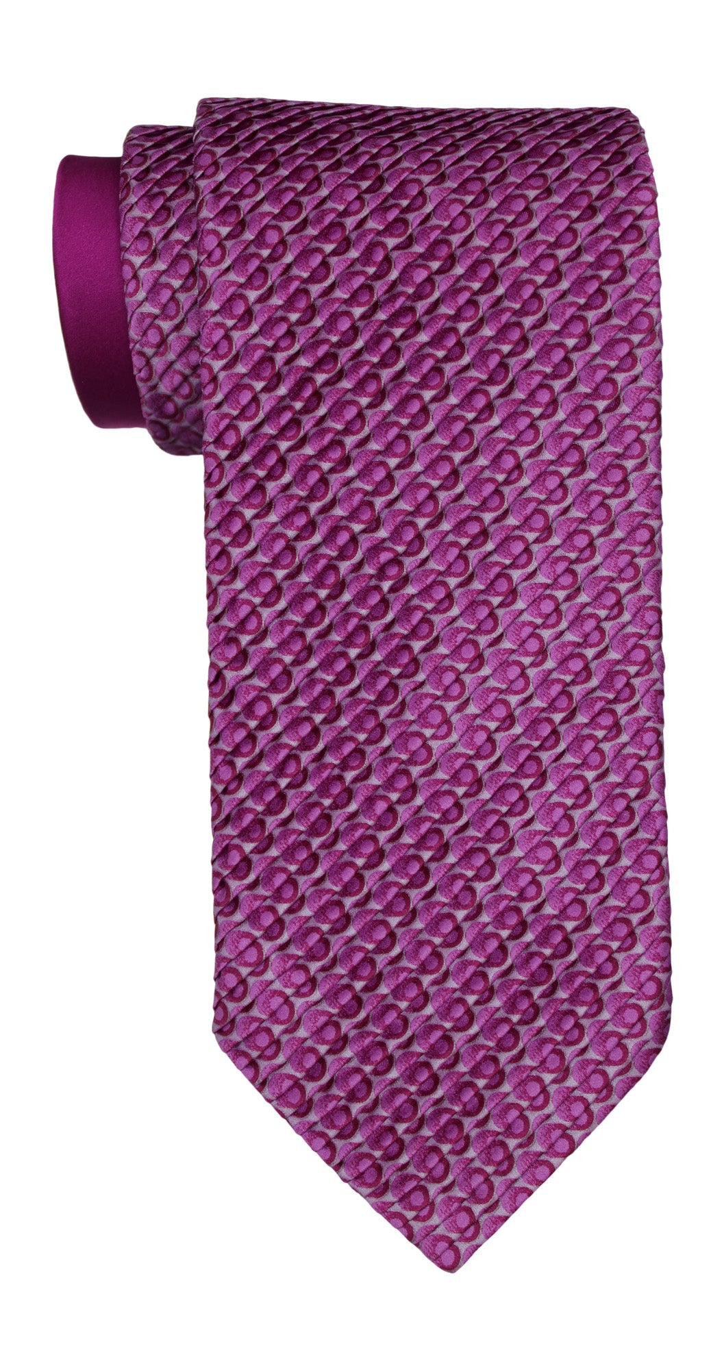 Italo Ferretti Satin Pink Two Toned Geometric  Pleated Tie