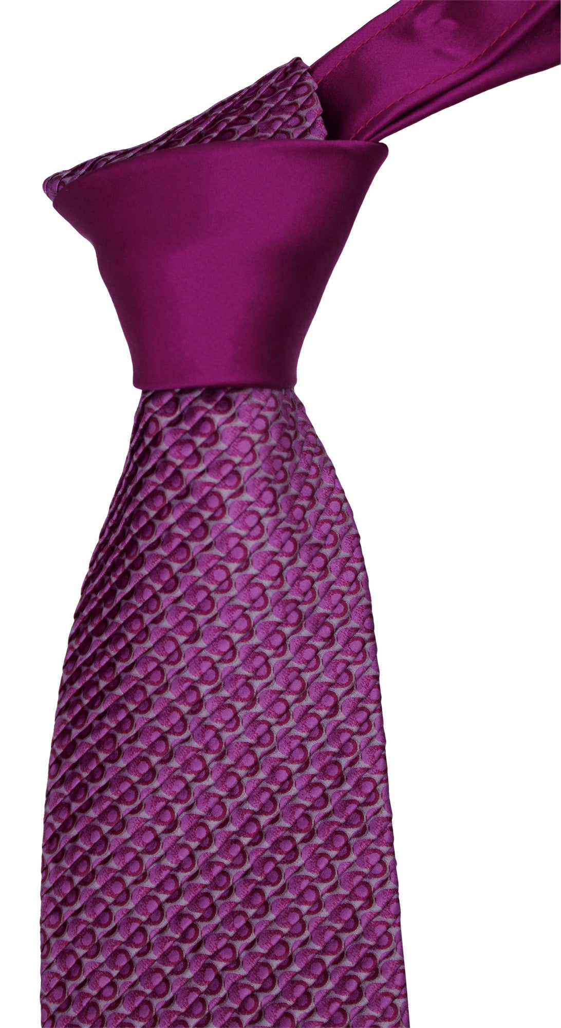 Italo Ferretti Satin Pink Two Toned Geometric  Pleated Tie