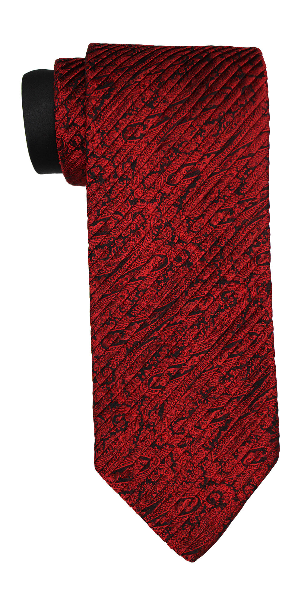 Italo Ferretti Black Red Paisley  Pleated Tie