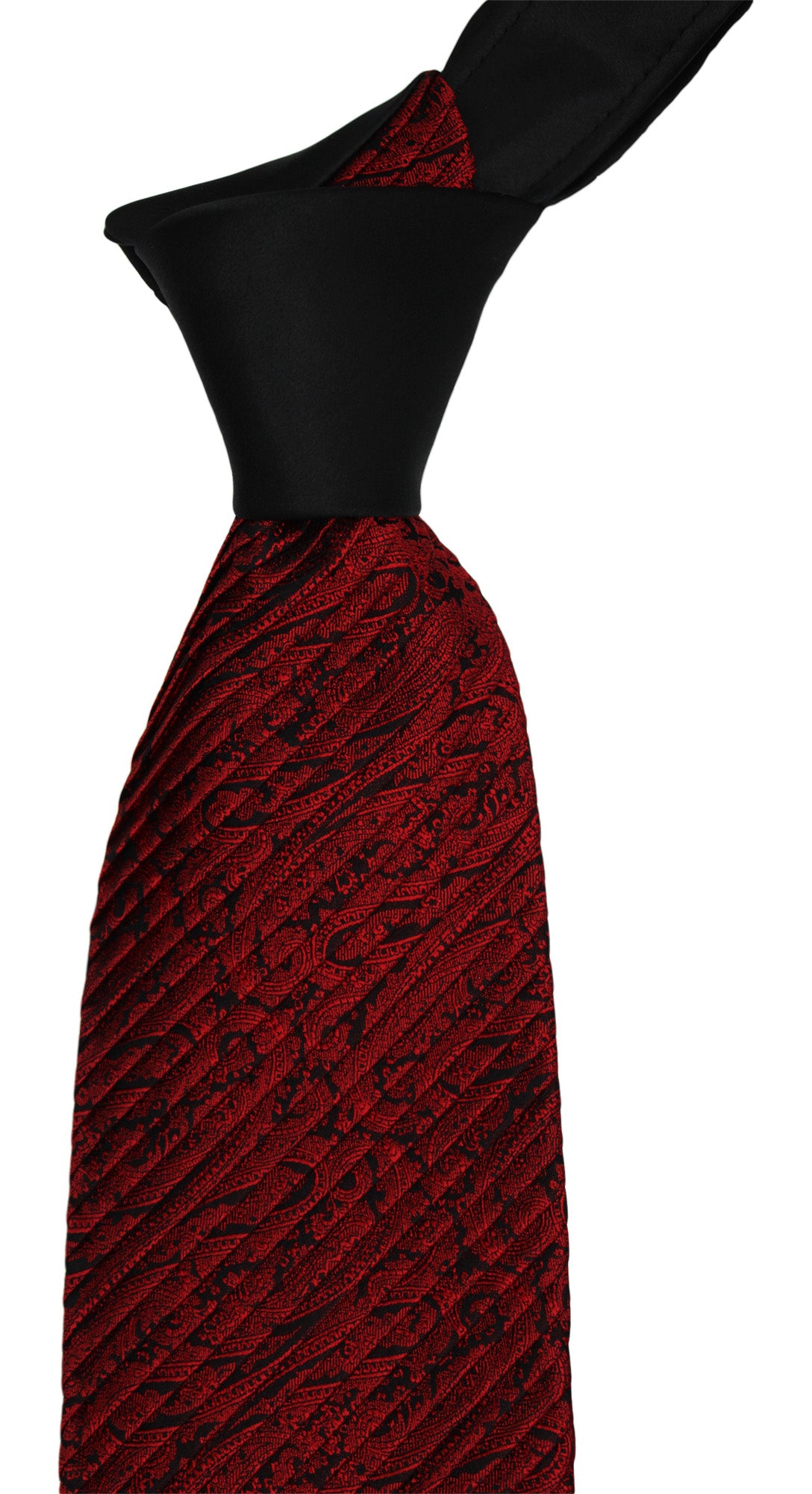Italo Ferretti Black Red Paisley  Pleated Tie