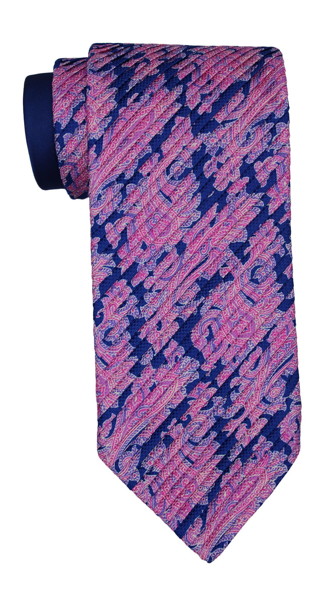 Italo Ferretti Navy Pink Paisley Two Toned Pleated Tie