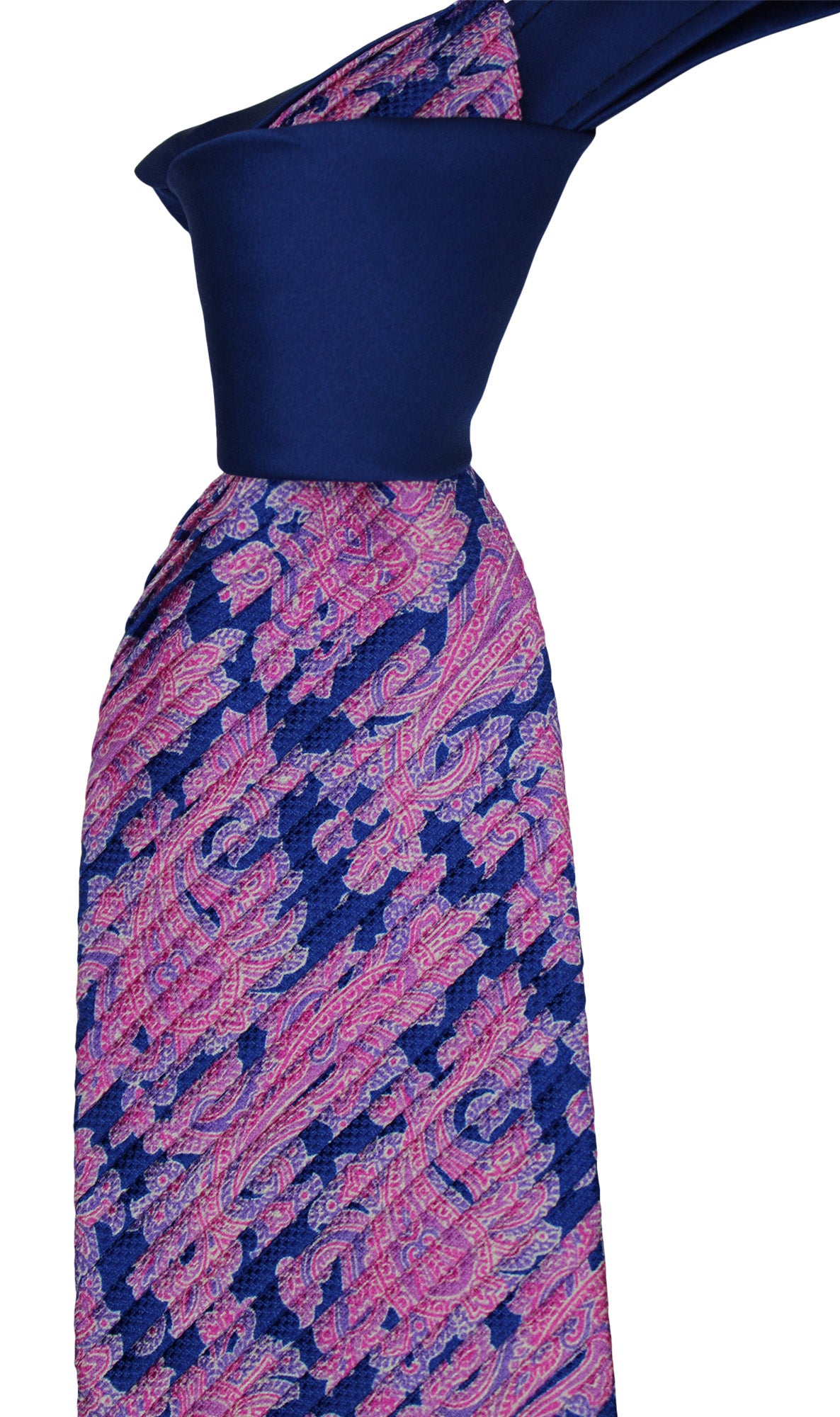 Italo Ferretti Navy Pink Paisley Two Toned Pleated Tie