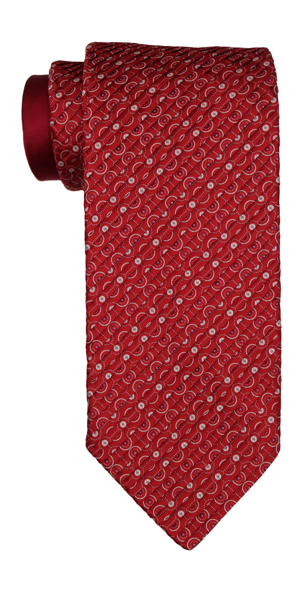 Italo Ferretti Red Geometric Two Toned Geometric Pleated Tie