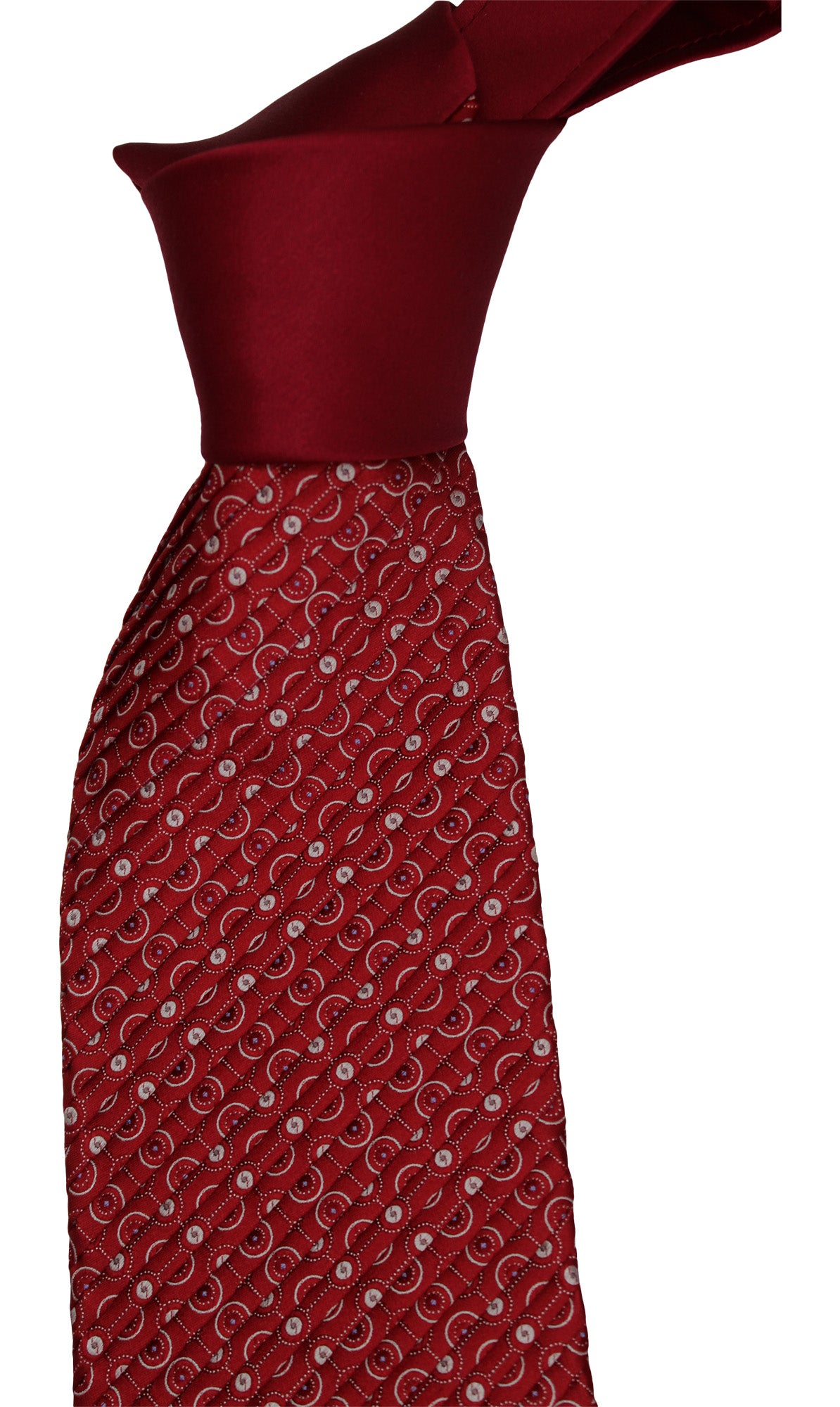 Italo Ferretti Red Geometric Two Toned Geometric Pleated Tie
