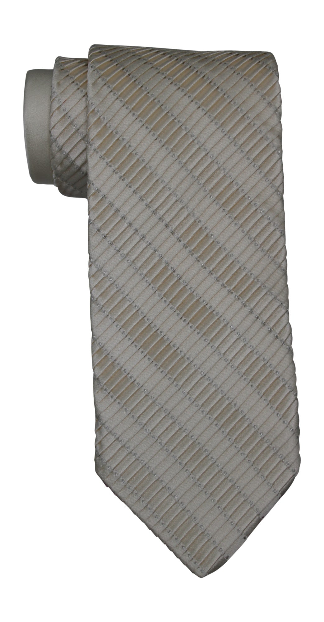Italo Ferretti White Geometric Two Toned Pleated Tie