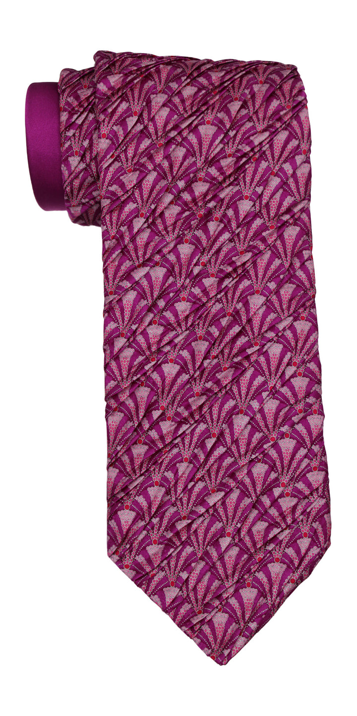 Italo Ferretti  Pink Two Toned Geometric Pleated Tie