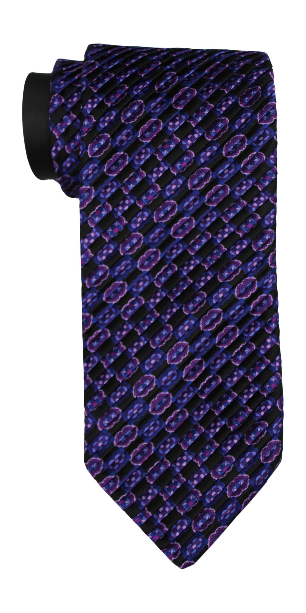 Italo Ferretti Black Pink Two Toned Geometric Pleated Tie