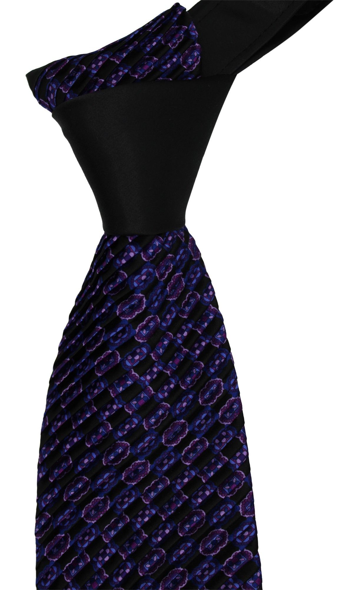 Italo Ferretti Black Pink Two Toned Geometric Pleated Tie