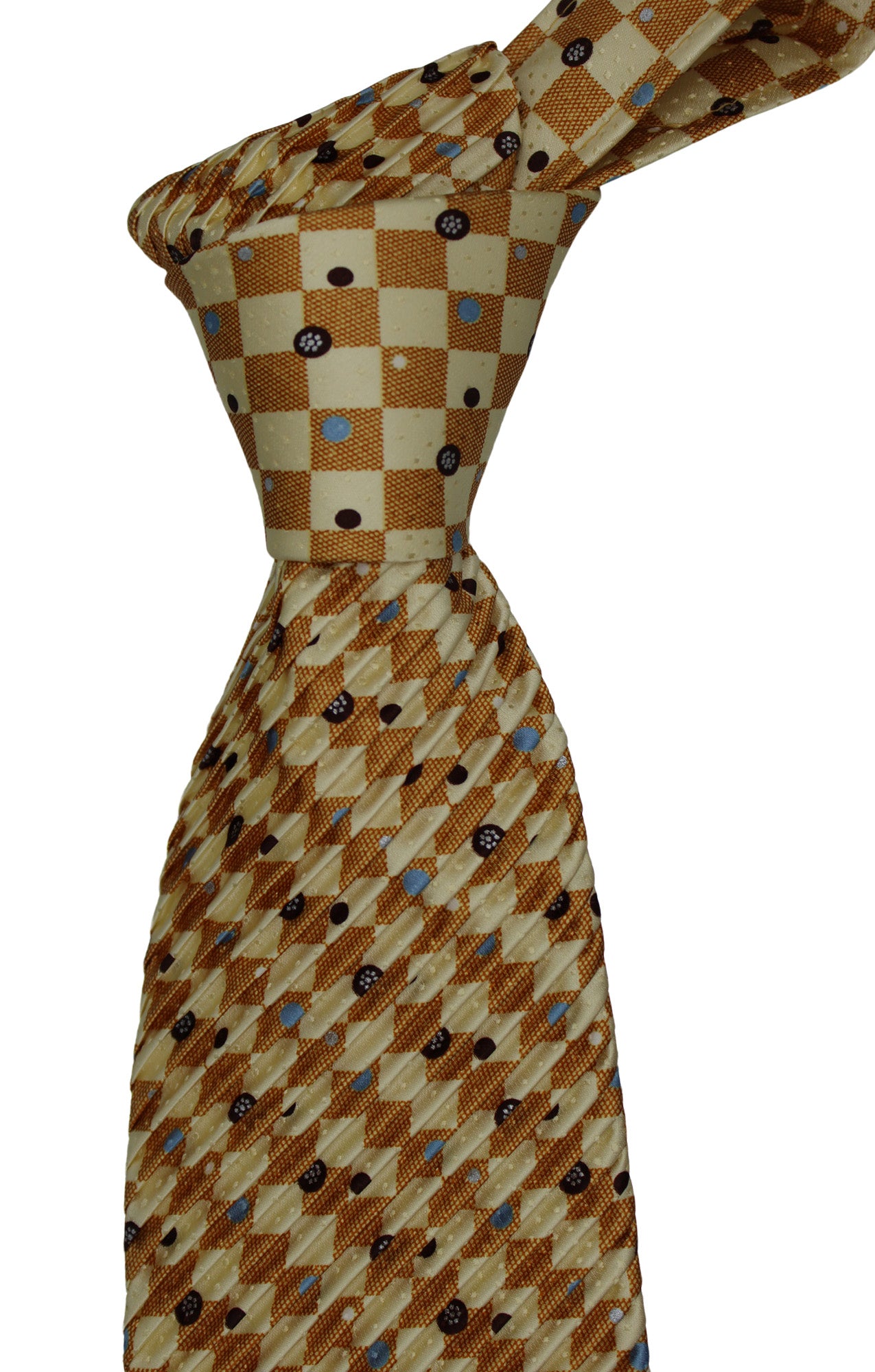 Italo Ferretti Yellow Geometric Pleated Tie