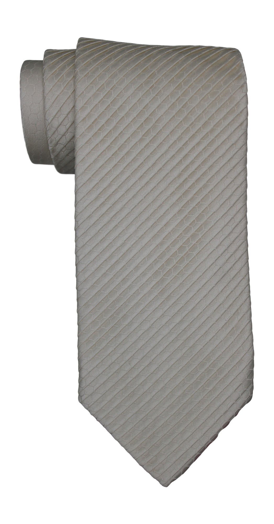 Italo Ferretti White Two Toned Geometreic Pleated Tie