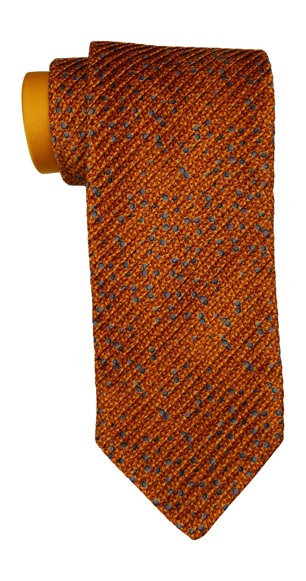 Italo Ferretti Satin Orange Two Toned Geometric Pleated Tie