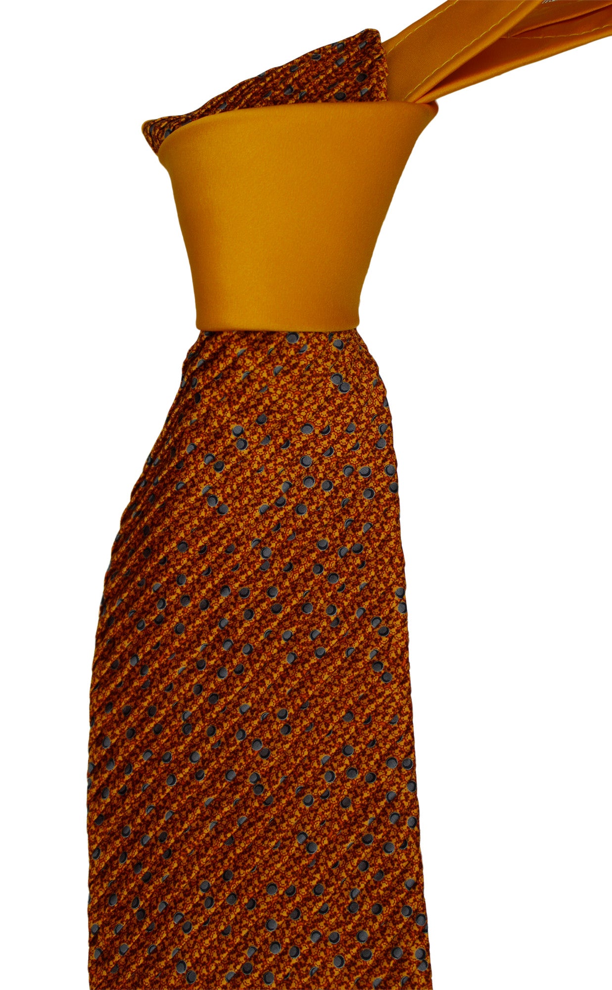 Italo Ferretti Satin Orange Two Toned Geometric Pleated Tie