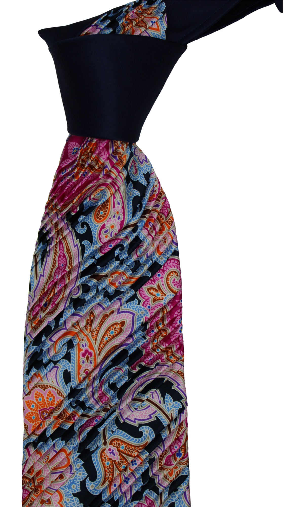 Italo Ferretti Satin Multicolored Two Toned Pleated Tie