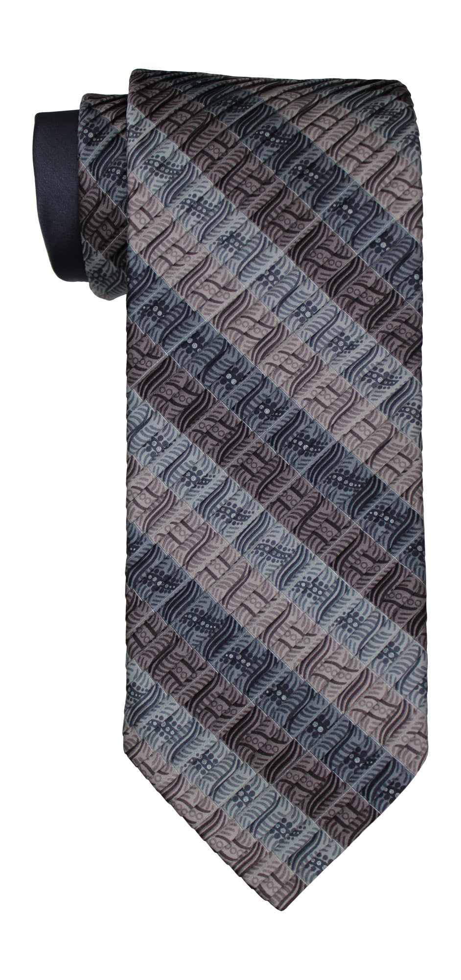 Italo Ferretti Satin Multicolor Two Toned Geometric Pleated Tie