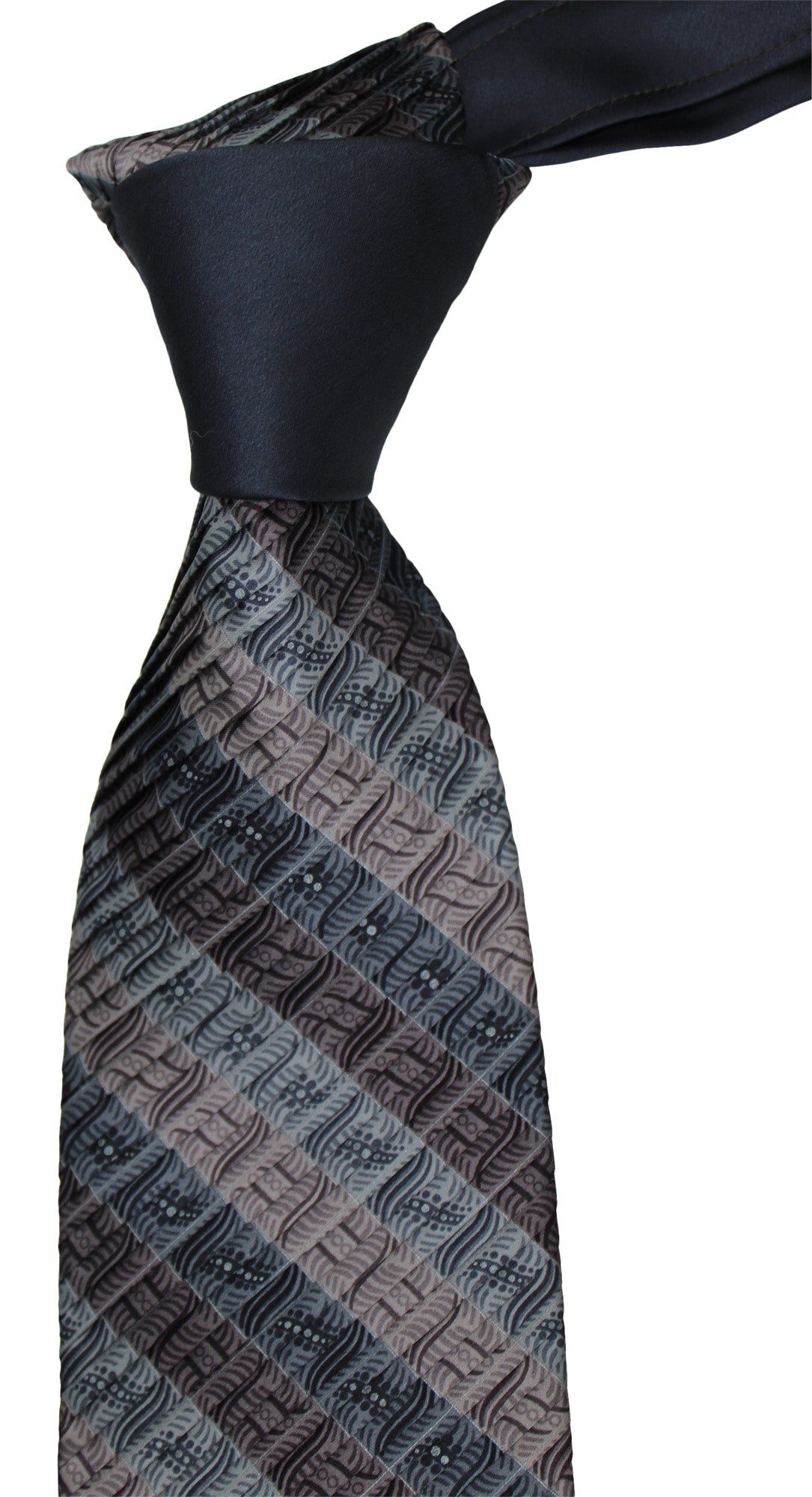 Italo Ferretti Satin Multicolor Two Toned Geometric Pleated Tie