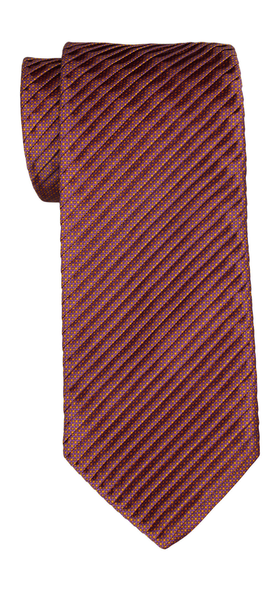 Italo Ferretti Satin Yellow Orange Two Toned Geometric Pleated Tie