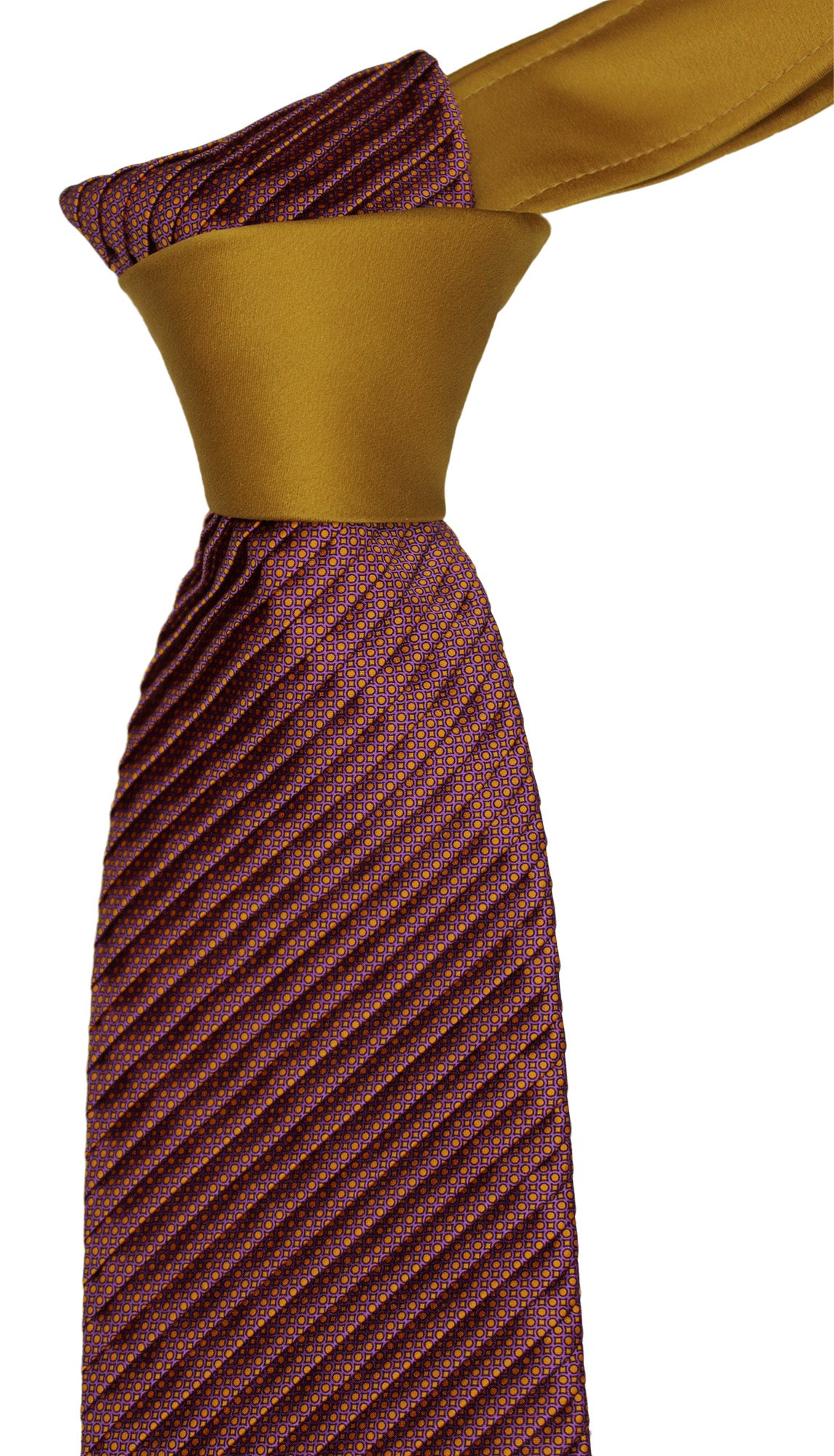 Italo Ferretti Satin Yellow Orange Two Toned Geometric Pleated Tie