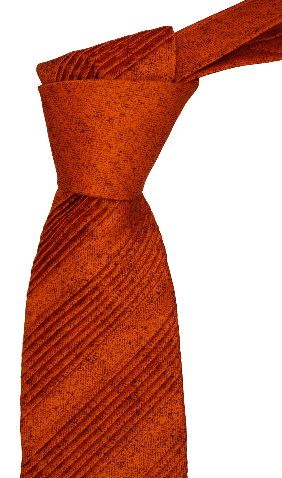 Italo Ferretti Satin Complex Orange Pleated Tie