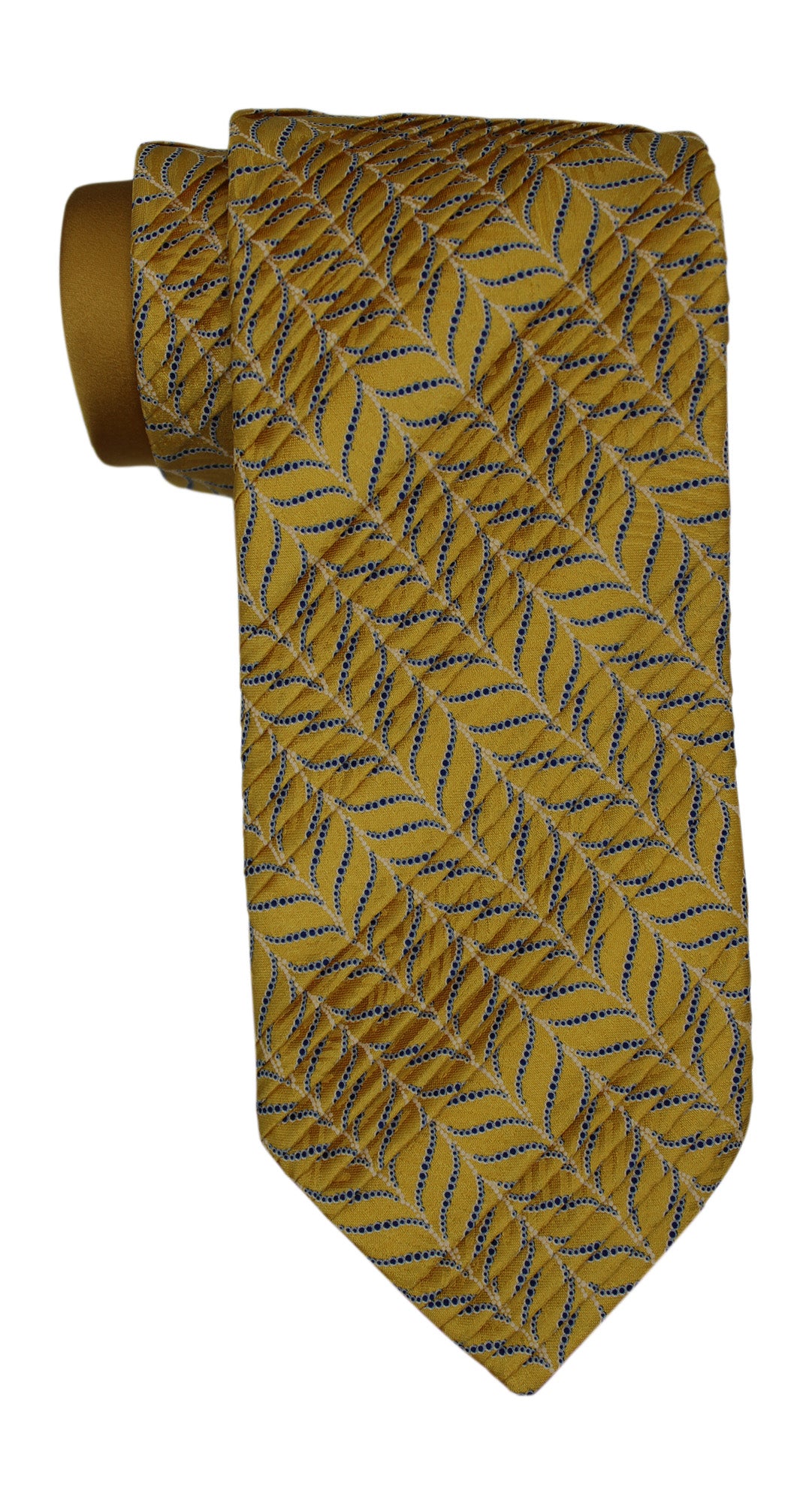Italo Ferretti Yellow Two Toned Geometric Pleated Tie