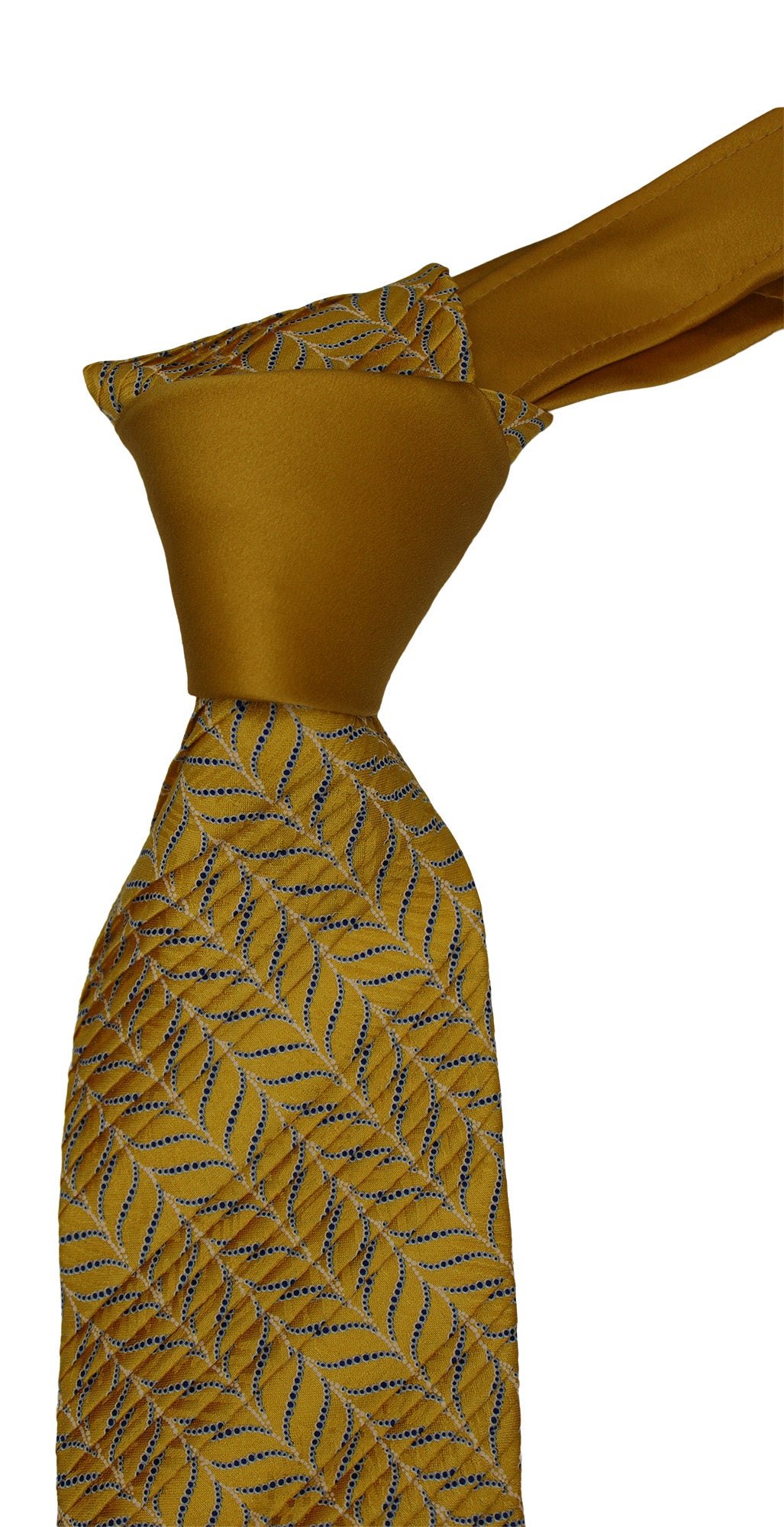 Italo Ferretti Yellow Two Toned Geometric Pleated Tie