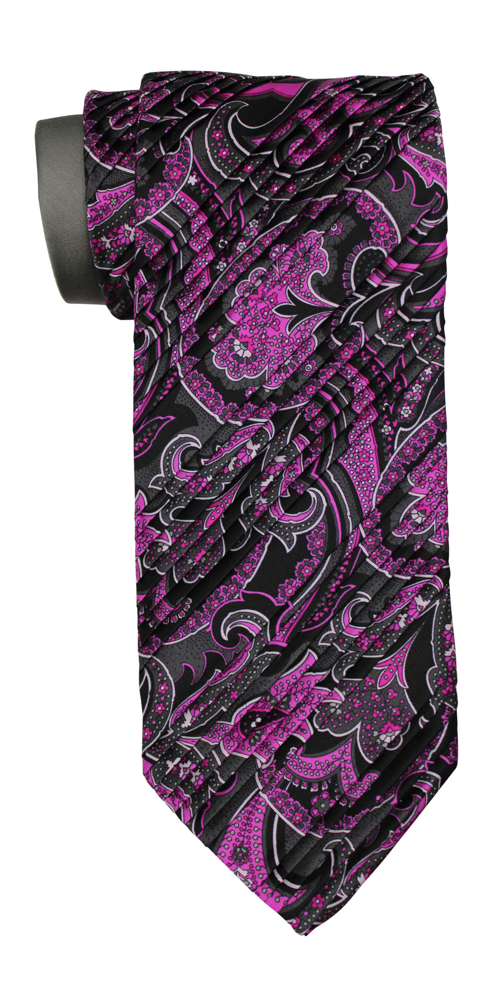 Italo Ferretti Satin Multicolored Two Toned Paisley Pleated Tie