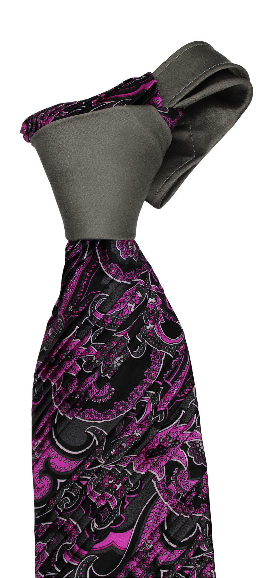 Italo Ferretti Satin Multicolored Two Toned Paisley Pleated Tie