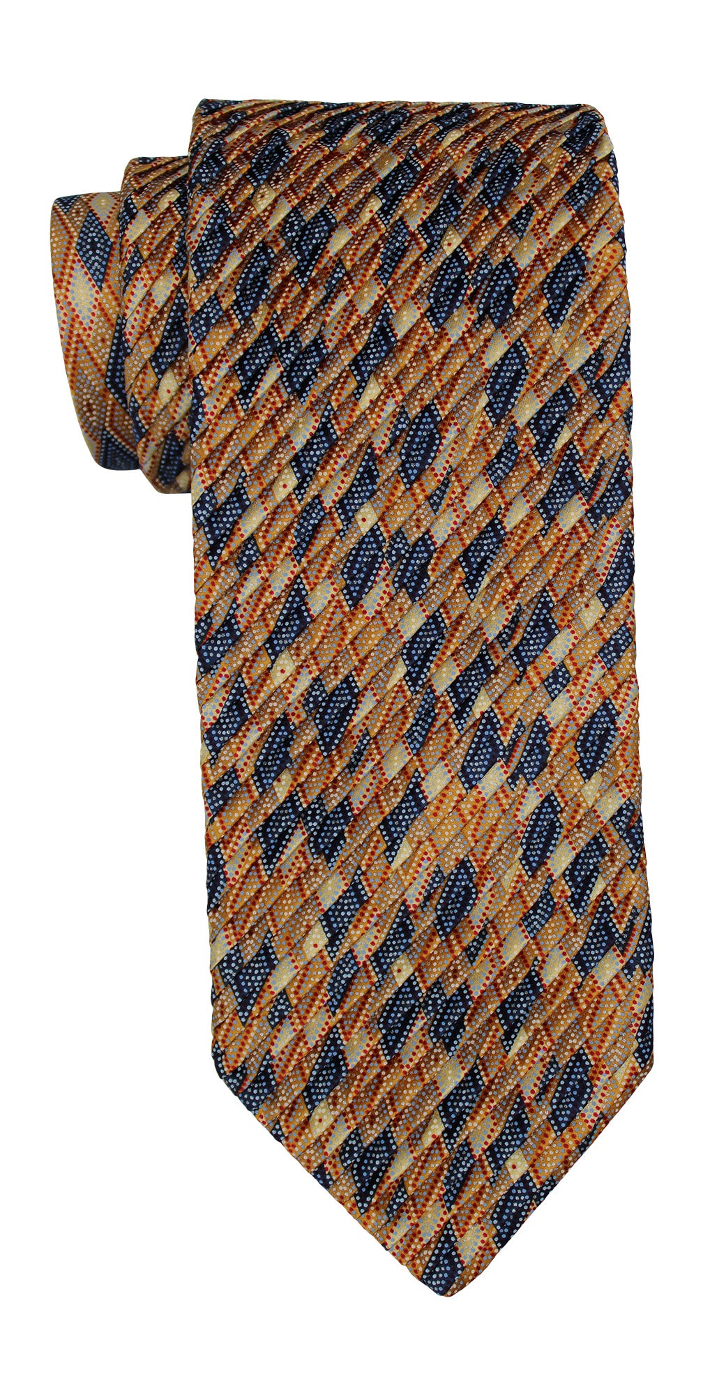 Italo Ferretti Satin Multicolored Geometric Pleated Tie