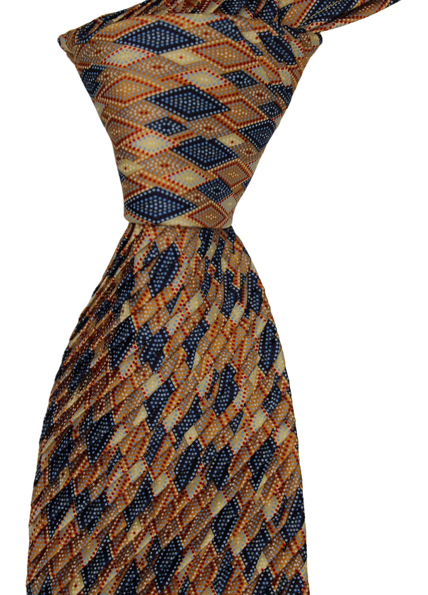 Italo Ferretti Satin Multicolored Geometric Pleated Tie