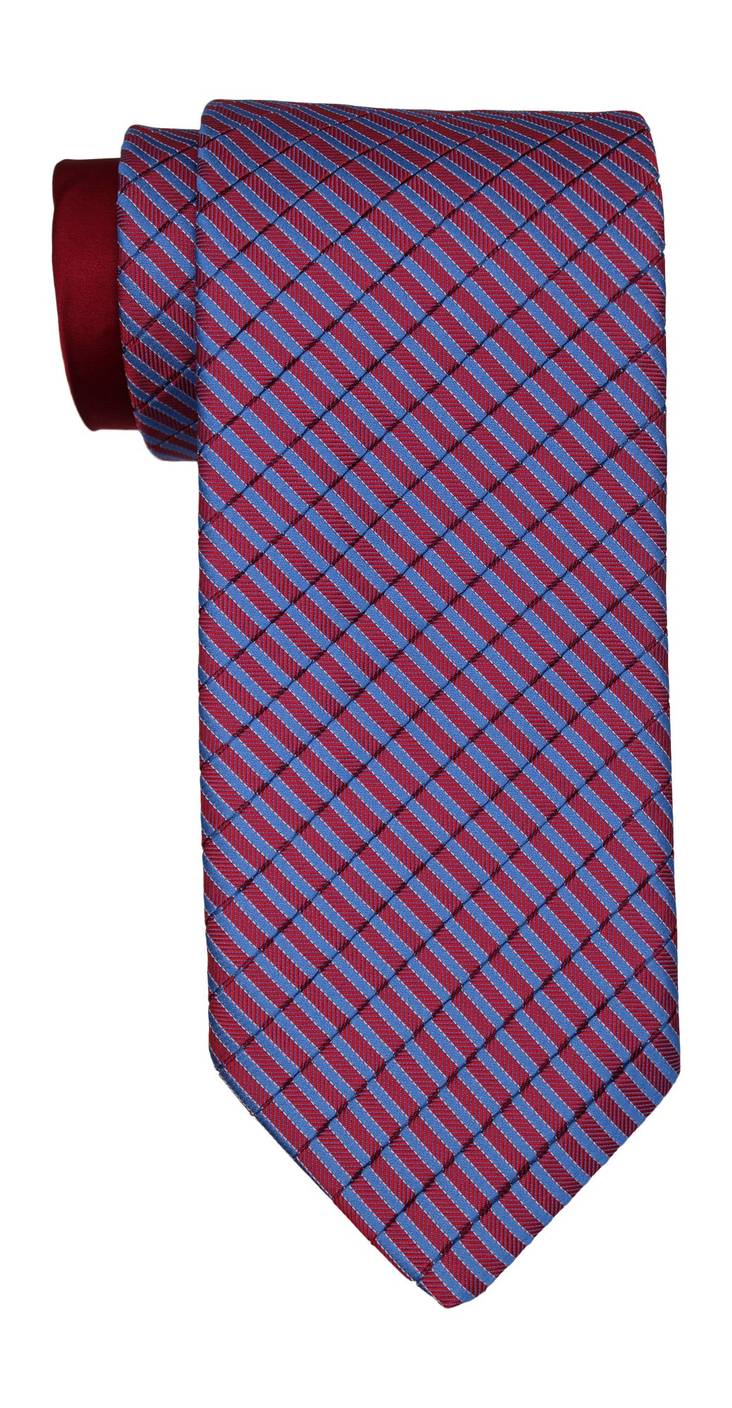 Italo Ferretti Red Blue Geometric Two Toned Pleated Tie