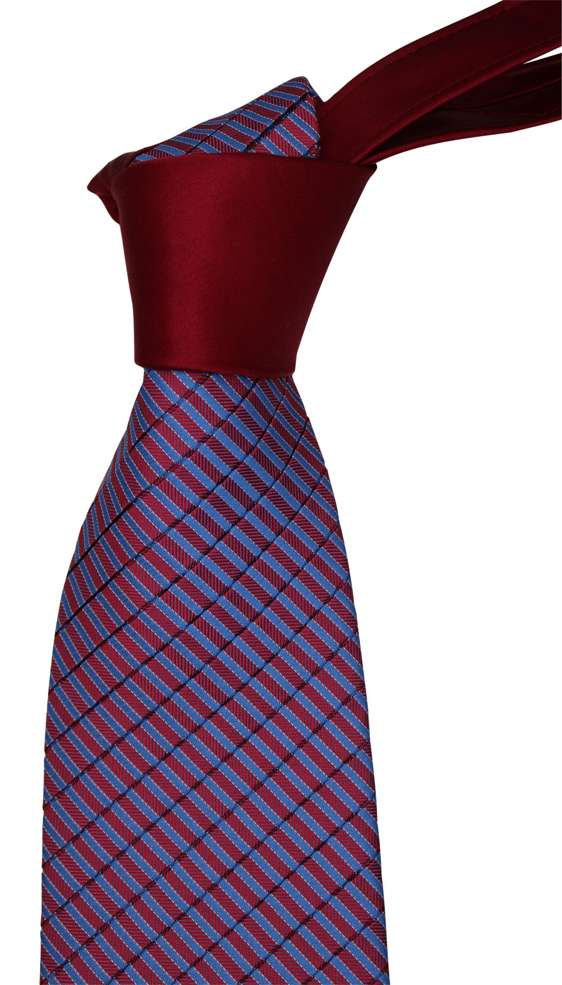 Italo Ferretti Red Blue Geometric Two Toned Pleated Tie